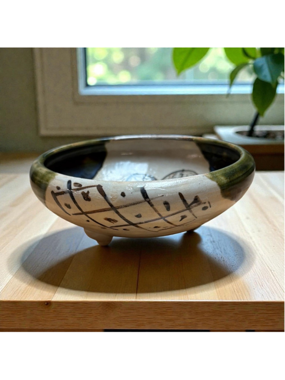 Vintage Studio Pottery Abstract Footed Bowl | Hand Thrown Ceramic Art 8.5” One o - Picture 3 of 9